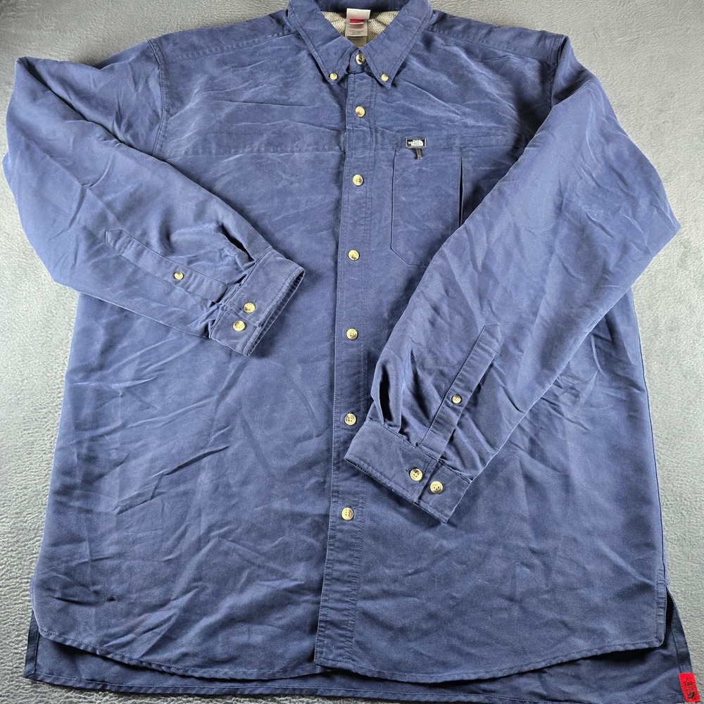The North Face Mens XL Navy Blue Long Sleeve Mesh Lined Hiking Utility Shirt